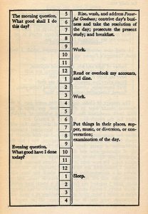 La rutina diaria de Benjamin Franklin