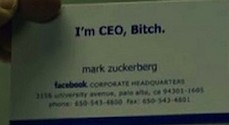 From 'The Social Network' Movie: Mark Zuckerberg Business Card [CEO, Facebook]