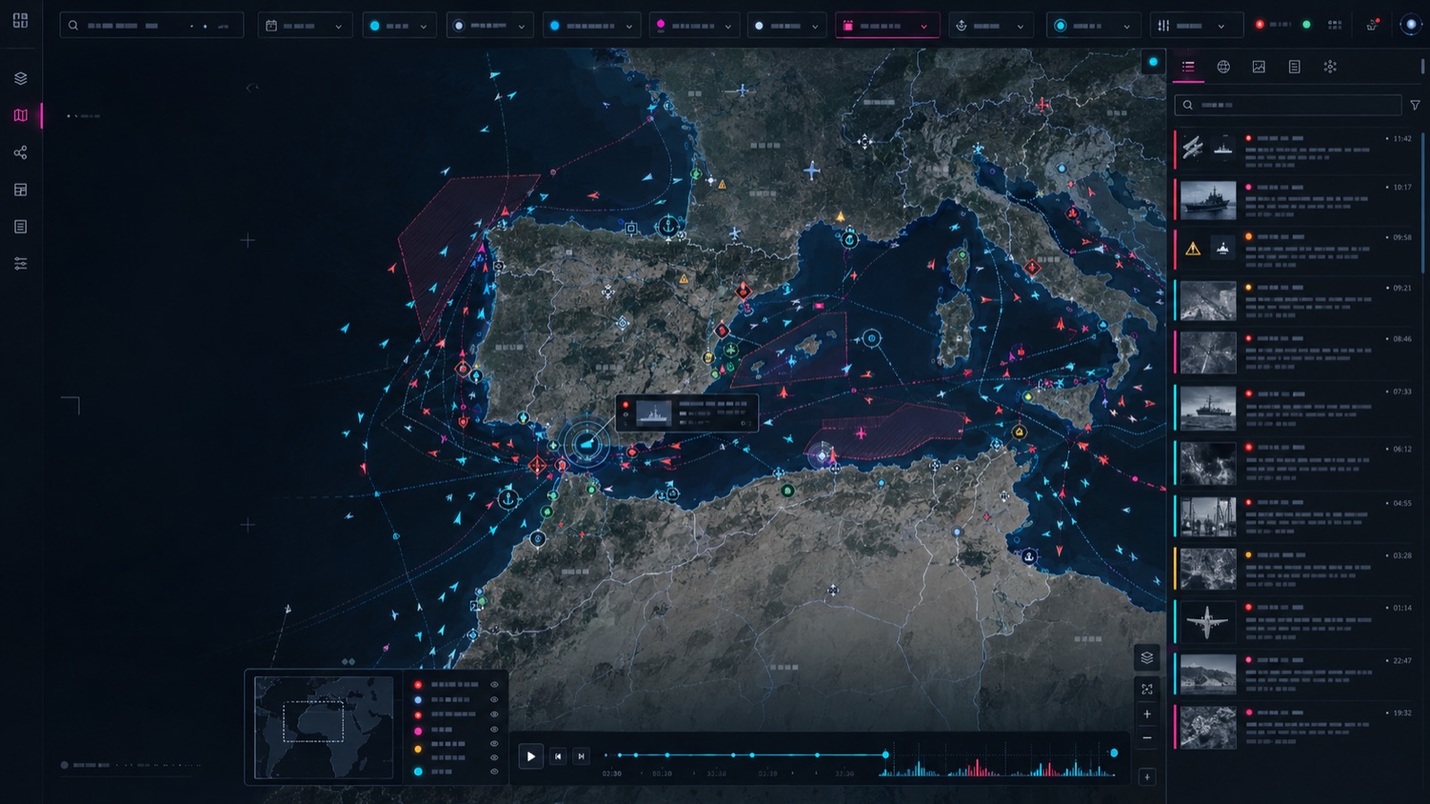 Mapa de operaciones con actores, rutas y alertas